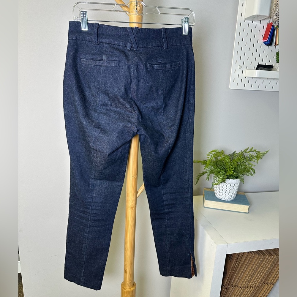 Anthropologie Essential Slim Denim Crop Trouser Dark Blue Jean Mid Rise Size 2 - Picture 7 of 11